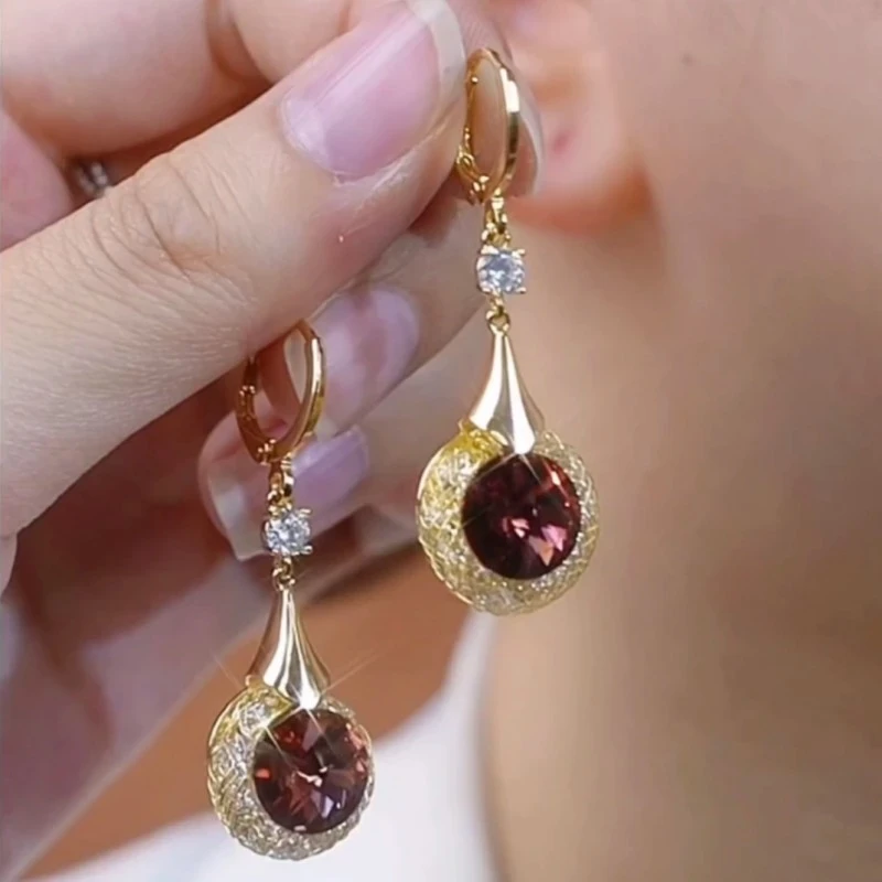 铜合金合成锆石耳饰 气质女神耳扣轻奢小众百搭耳饰时尚优雅耳环