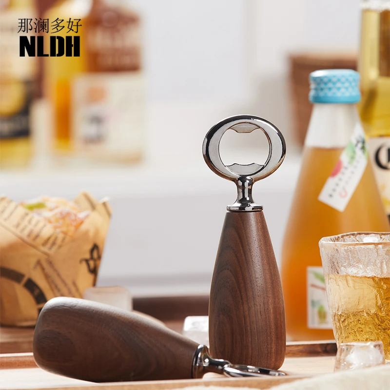 开瓶器起瓶器啤酒饮料汽水黑胡桃木实木手柄家用个性创意开瓶神器