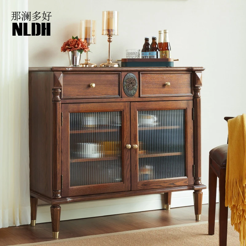 餐边柜2025最新款高级感轻奢美式实木餐边柜酒柜茶水柜家用储物柜