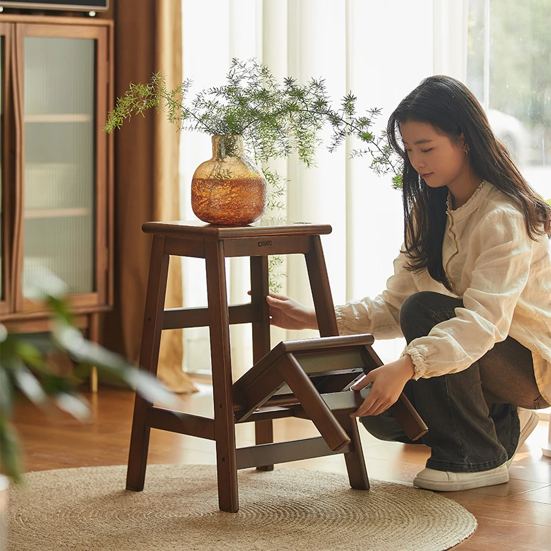 那澜多好实木折叠凳子家用多功能厨房两用梯子创意爬梯梯子凳