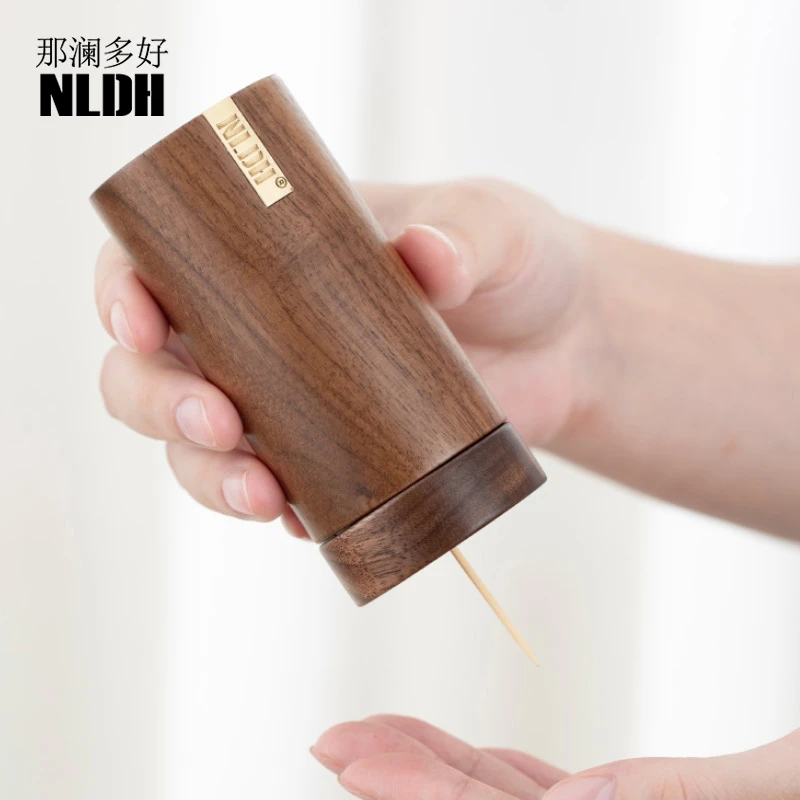 黑胡桃木牙签盒家用客厅可爱实木牙签筒北欧餐厅创意便携牙签罐