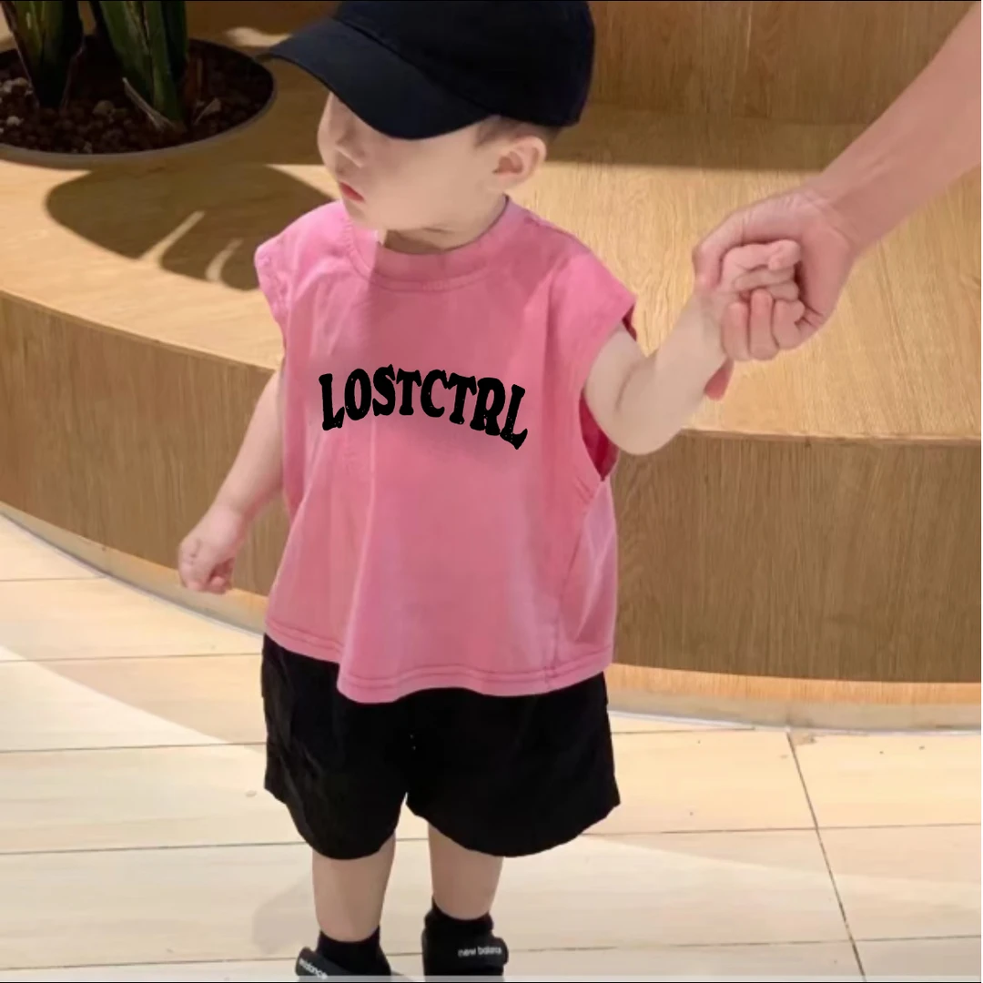 2025夏季新款儿童纯棉背心套装印花帅气百搭上衣T恤短裤两件套潮