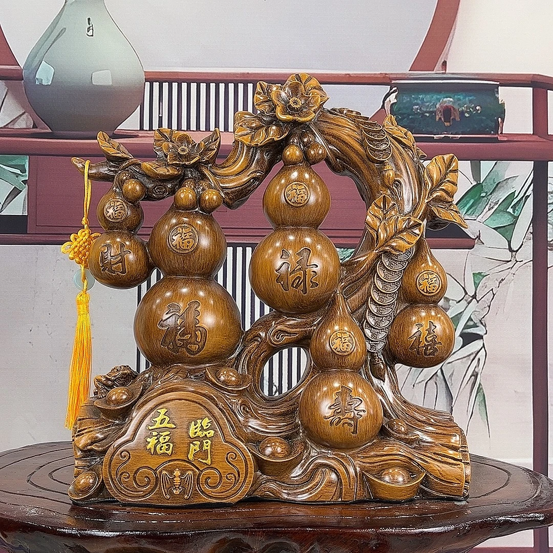 新款大号高档新中式五福临门摆件玄关客厅收银台摆件乔迁开业礼品