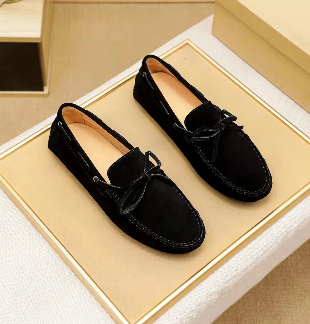 欧洲站2025春秋豆豆鞋潮流时尚百搭男士一脚蹬磨砂牛皮舒适休闲鞋