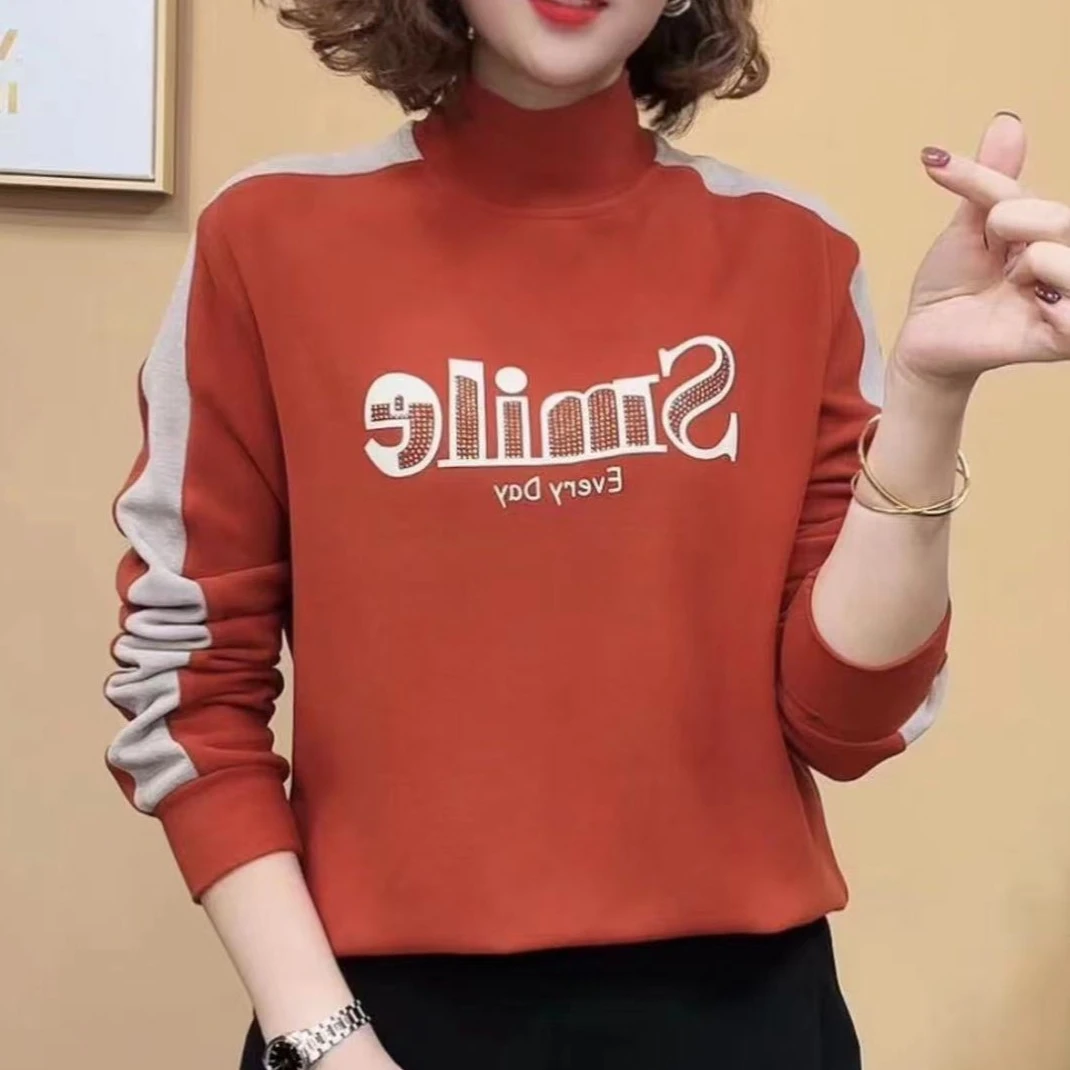 【厂家直销】2023秋冬打底衫T恤显瘦长袖洋气时尚百搭加绒加厚内搭