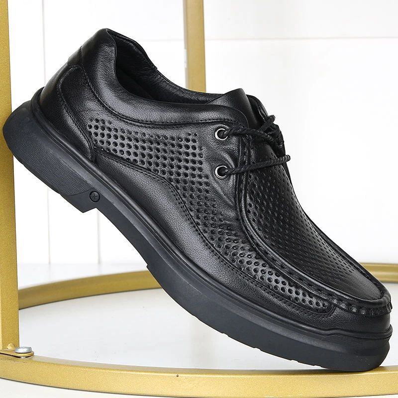 渡诺班尼2022新款男鞋夏季男士镂空休闲皮鞋百搭头层牛皮工作凉鞋
