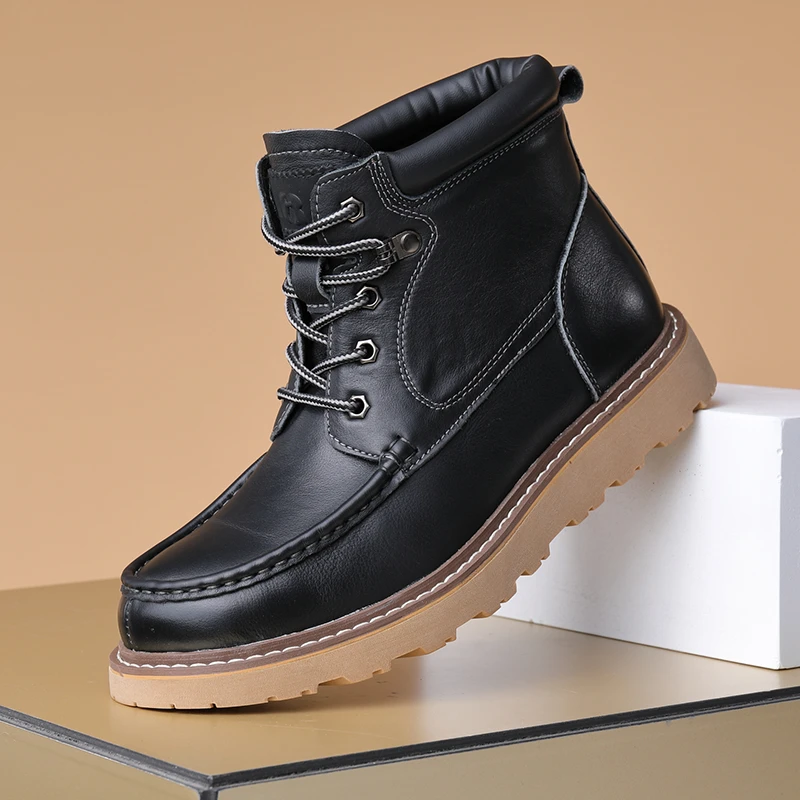 85069渡诺班尼美式复古工装靴男鞋新款秋冬头层牛皮高帮高帮皮鞋