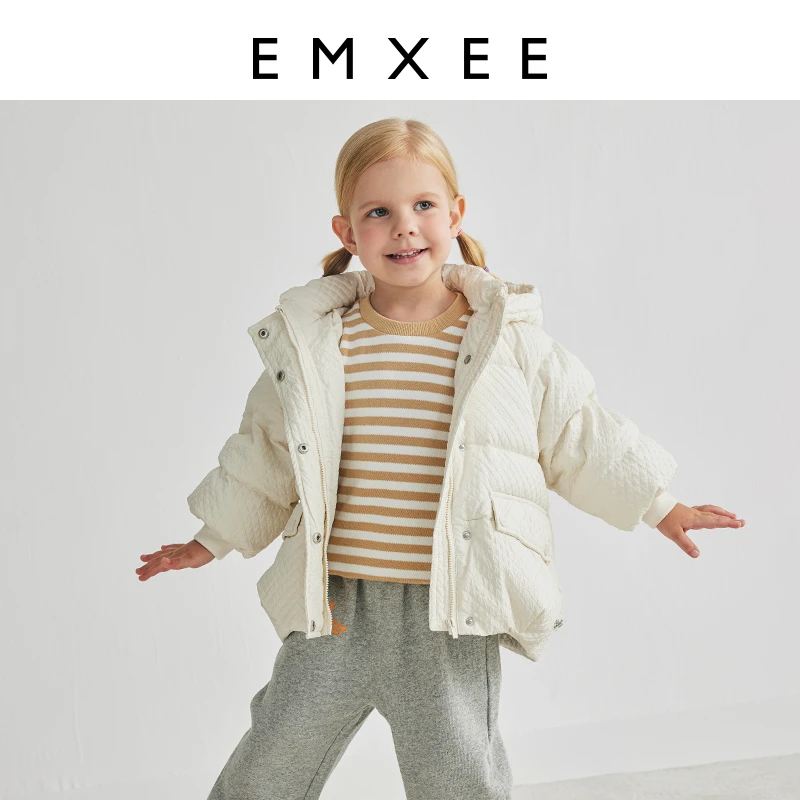 嫚熙2023年新款儿童四季纯色保暖时尚百搭白鸭绒加厚外套羽绒服潮