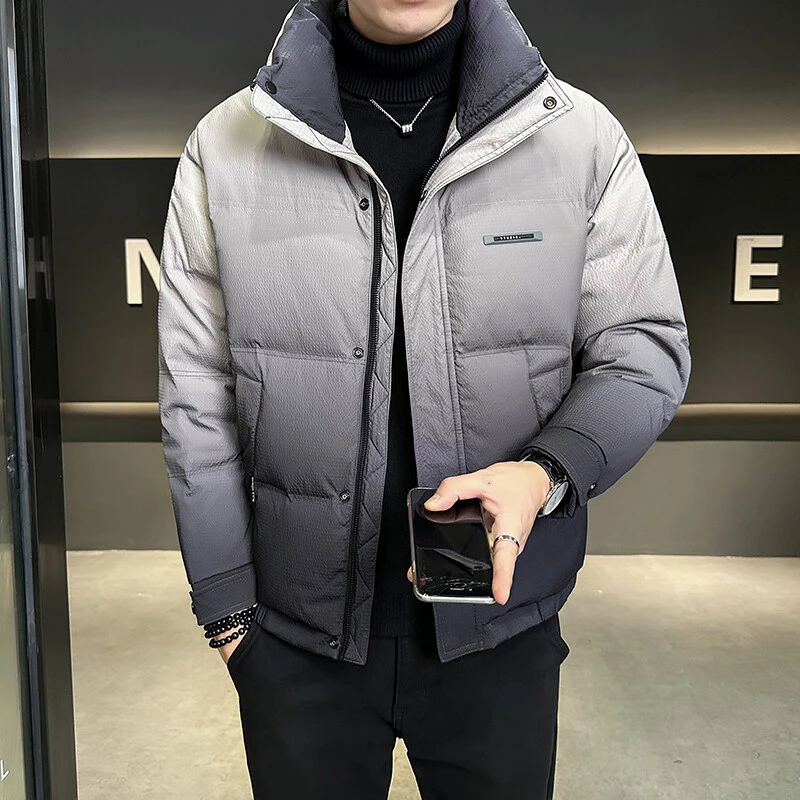 162#渐变仿寒服男冬季潮牌2024新款时尚轻薄加厚冬装外套男
