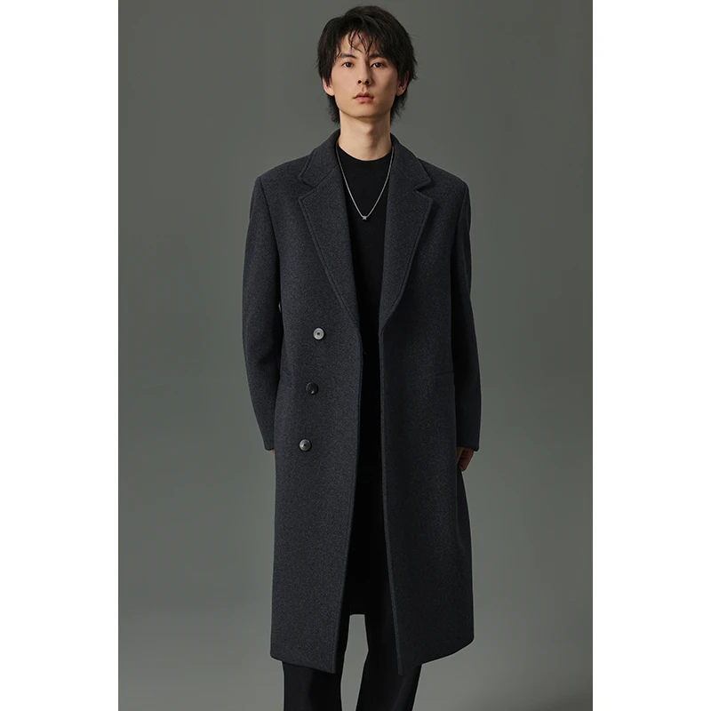 【单排扣】秋冬季重磅绵羊毛大衣男士宽松中长款呢子男外套FLD25