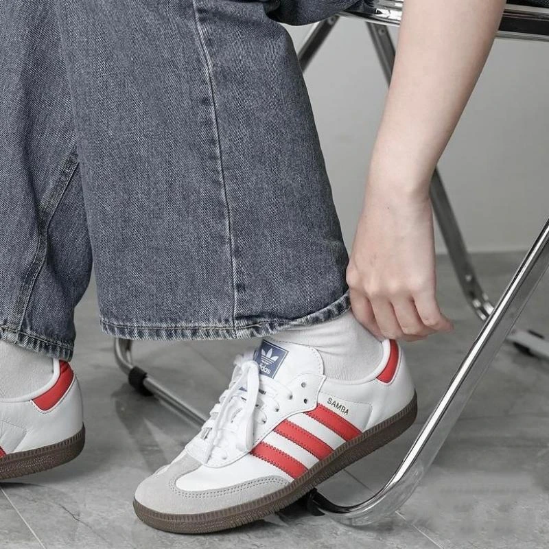 adidas/阿迪达斯originals Samba OG 白红 男女低帮德训鞋 IG1025