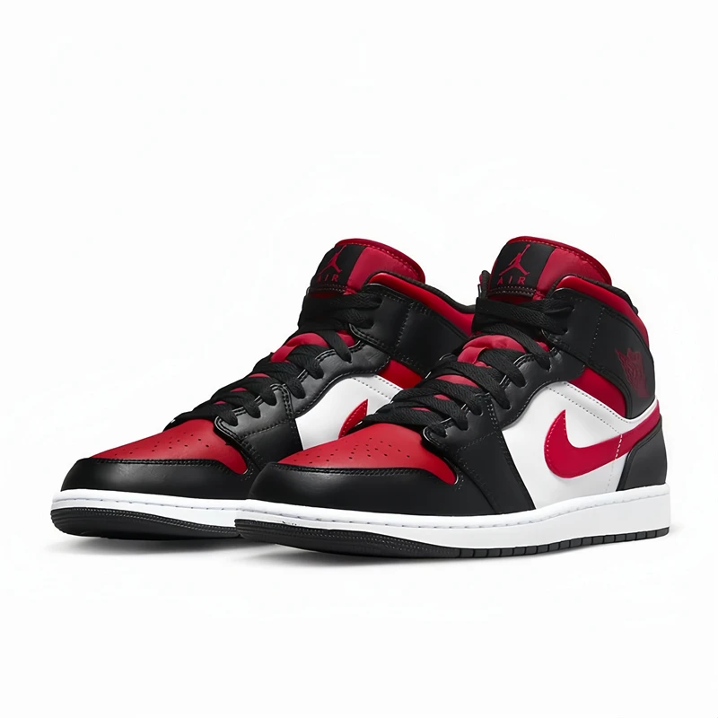 Air Jordan 1 Mid AJ1男鞋 黑红脚趾 中帮休闲篮球鞋554724-079