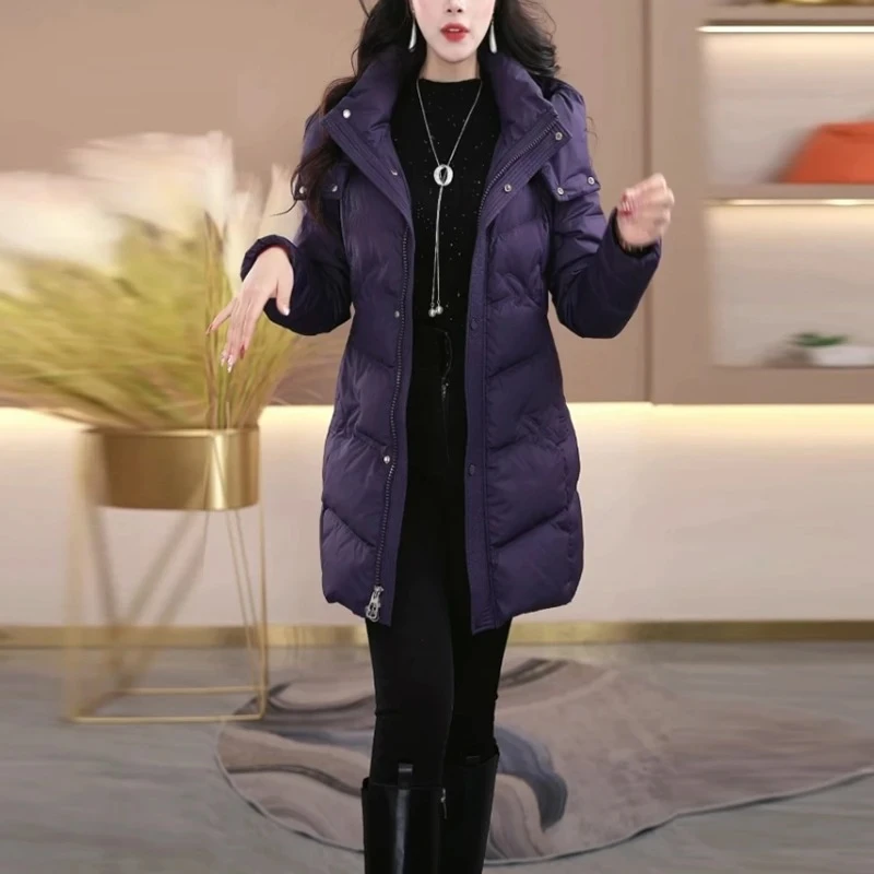 免洗白鸭绒羽绒服女款爆款2024冬季新款时尚修身保暖加厚连帽外套