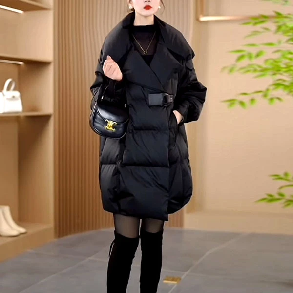 三防免洗时尚气质羽绒服2025冬季新款女装洋气宽松大码白鸭绒外套