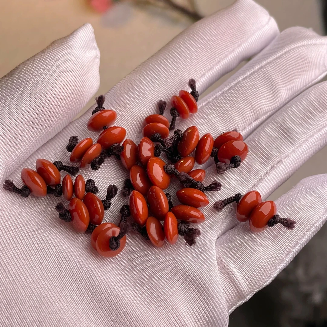 川料柿子红手工飞碟隔片7-9左右精工细作文玩配饰