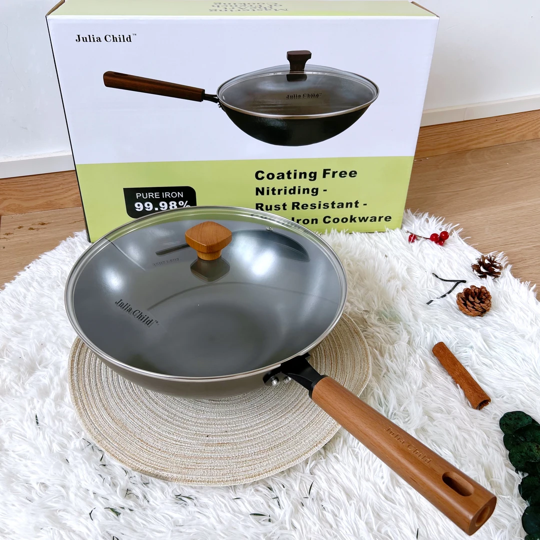 出欧美铸铁32㎝炒锅高度10㎝