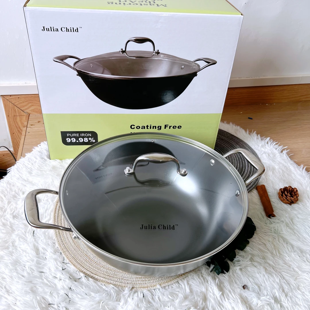 出欧美34厘米铸铁双耳炒锅高度12㎝