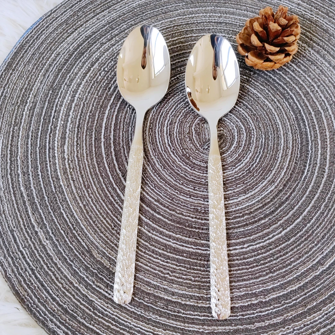 Chwboo 18-10冰裂纹尖头吃饭勺二支 长度20.6厘米