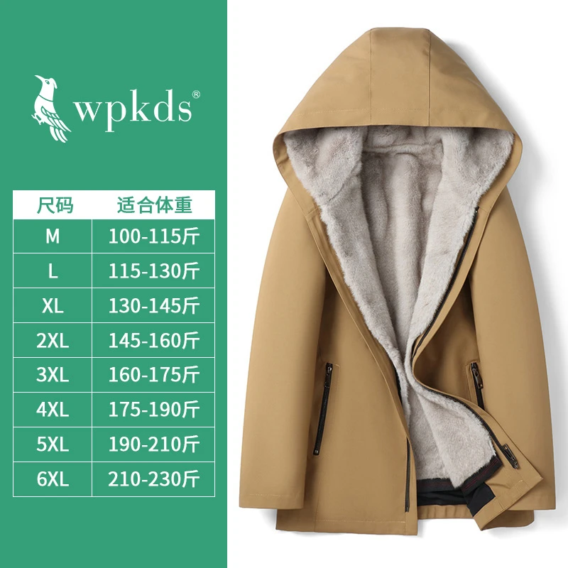【圆圆男装】TXQH2302男冬季派克服内胆中长款连帽大衣外套时尚