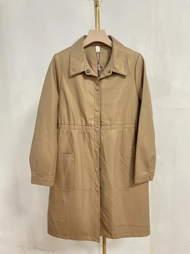 【YY422断码清仓】专柜高品质皮衣女2024秋新款大码韩版外套中长款