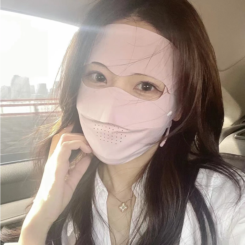 防晒面罩女夏季防紫外线遮阳口罩冰丝脸罩开车面部脸基尼成人透气