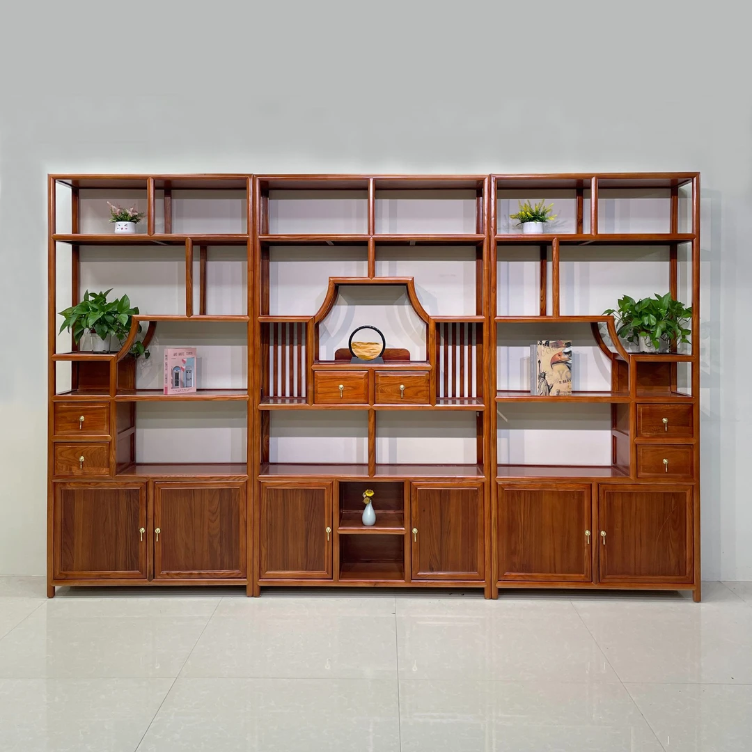平步青云博古架展示架置物架，榫卯结构仿古置物架，多宝阁隔断中式