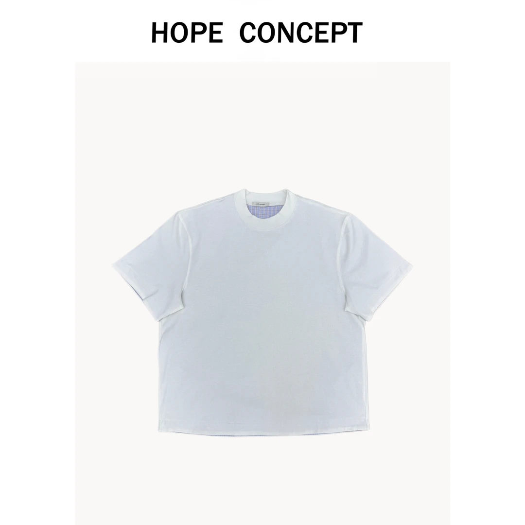 24116#HOPECONCEPT穿一个整个夏天极简上乘重工定制廓形拼接短袖
