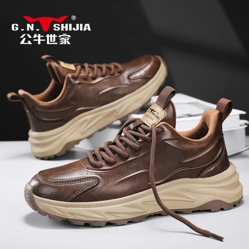 G.N.Shi Jia/公牛世家秋冬新款正品男鞋橡塑底舒适质感潮款休闲鞋