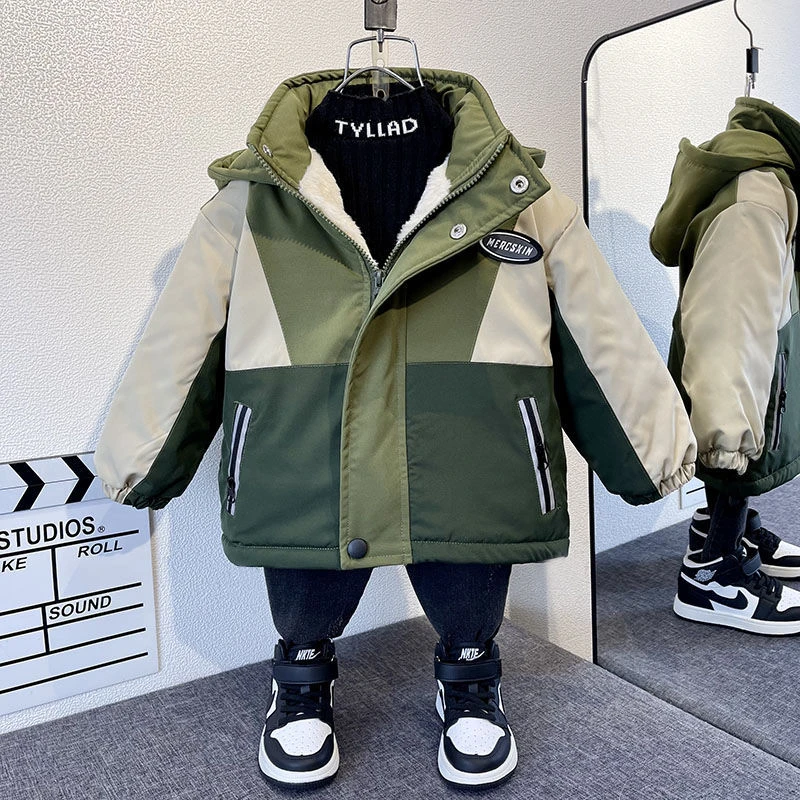 男童冬季棉衣2023新款洋气宝宝冬装二棉派克棉服儿童棉袄厚外套潮