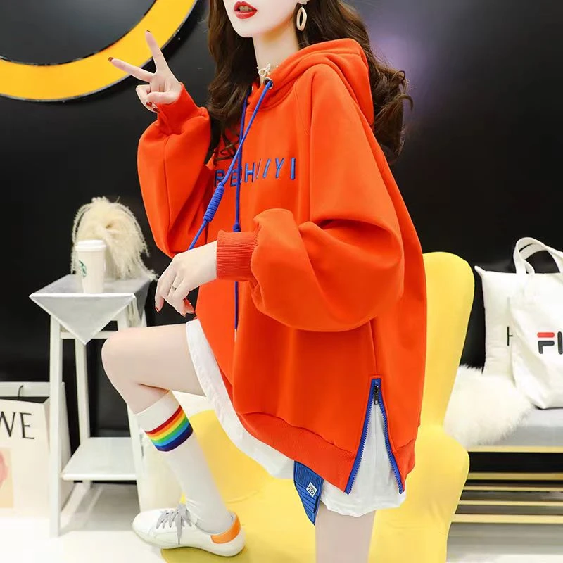 潘托斯侧拉链假两件小标卫衣-PTSJL