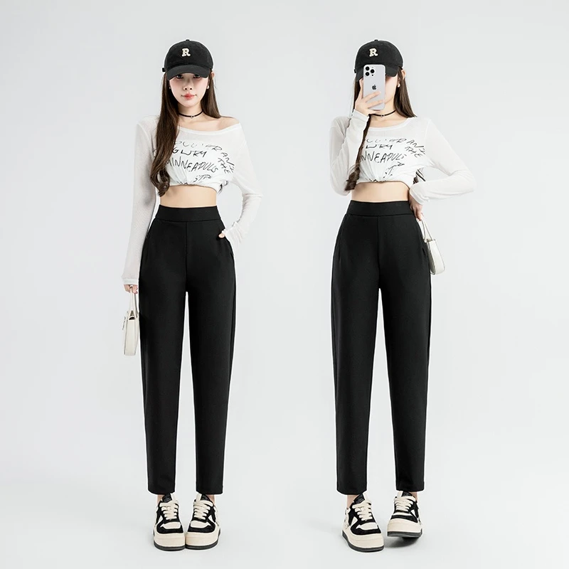 2025秋季新款百搭显瘦高腰高弹力萝卜裤