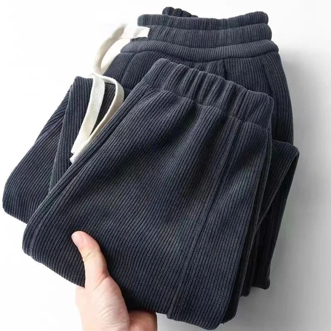 运动裤男士裤子春秋季灯芯绒拼接休闲裤男宽松百搭潮流束脚裤卫裤