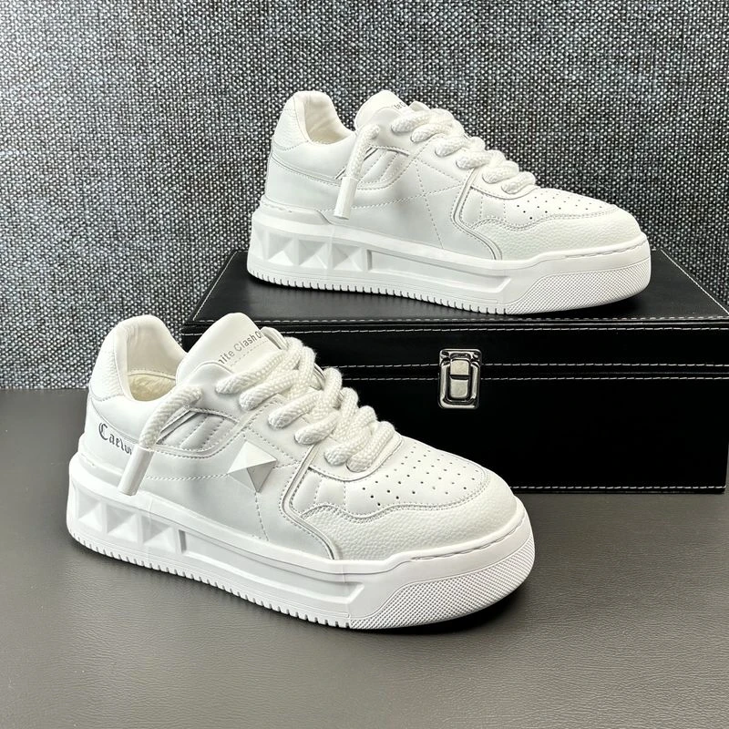 厚底小白鞋男2025秋季新款增高男鞋子百搭休闲白色韩版时尚松糕鞋