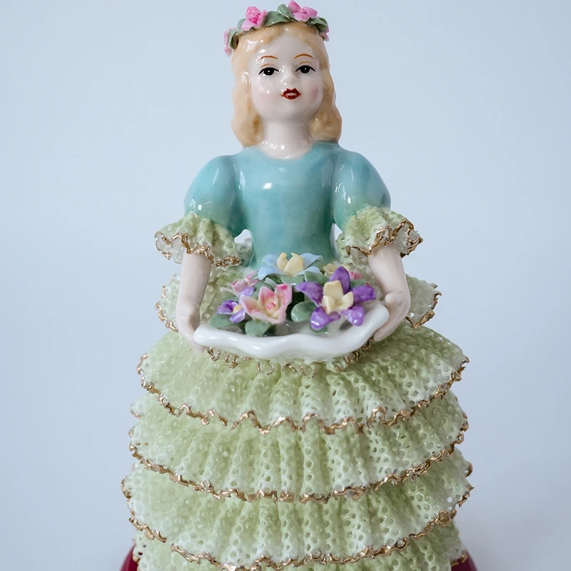 0292 欧式复古家居高温瓷母女之女孩趣味客厅装饰摆件不含底座