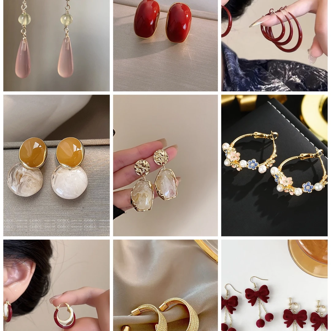 铜合金亚克力耳饰 气质901-1000百搭时尚耳环