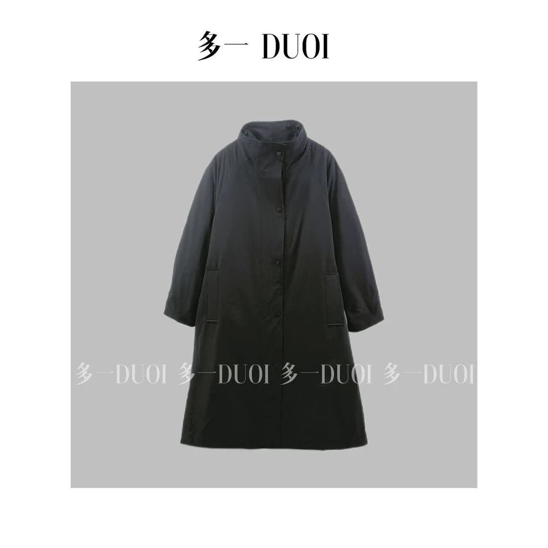 多一“风港”2024冬季立领单排扣长款过膝工装风保暖羽绒服