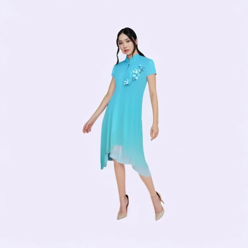 5实拍 法式复古仙气超仙森系长裙收腰显瘦中长款碎花连衣裙女秋装