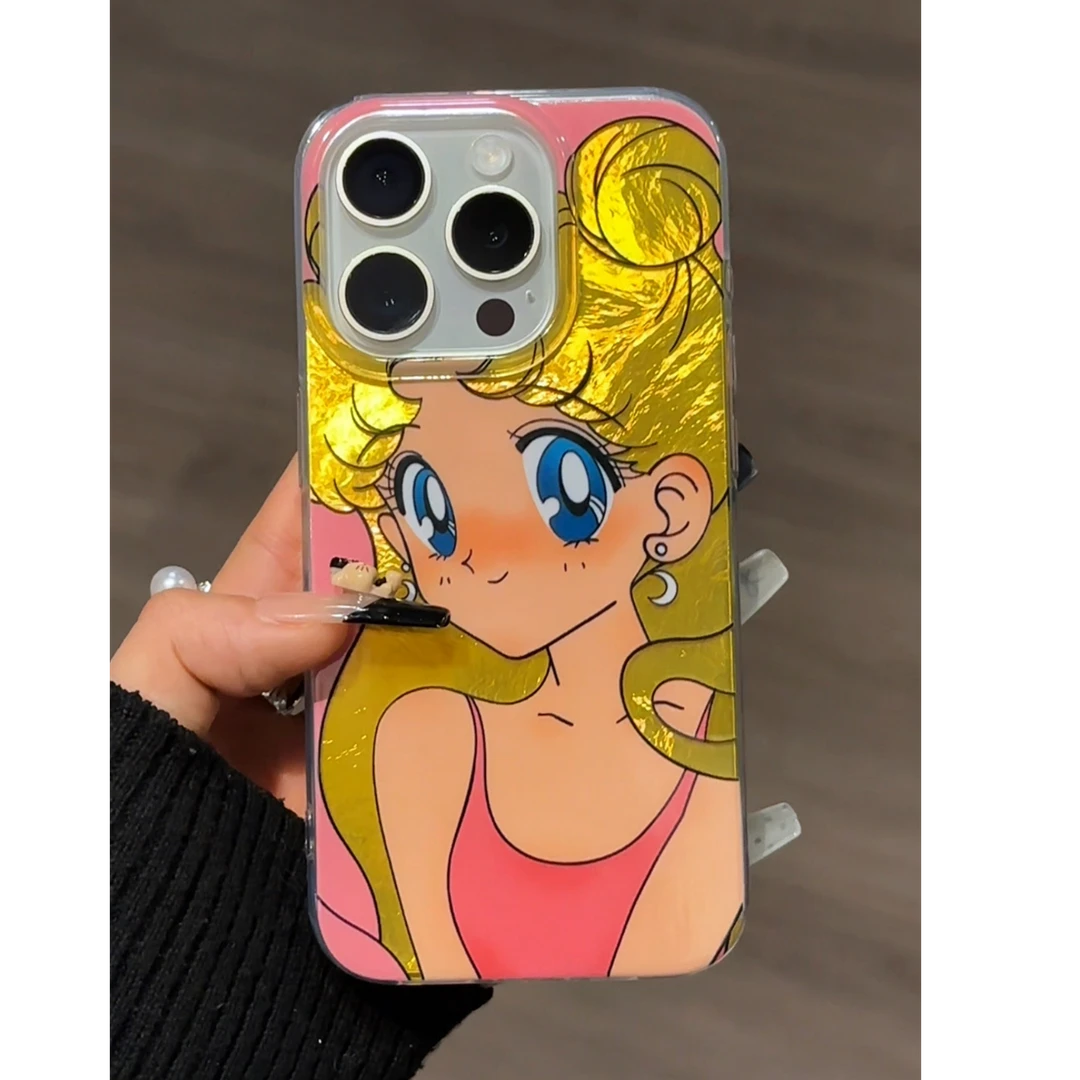 漩涡壳IMD适用15苹果iPhone16手机壳套华为金发美少女战士mate60