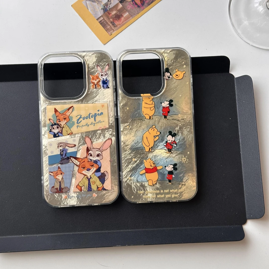 漩涡壳IMD适用14苹果iPhone16pro手机壳15涂鸦维尼熊和米奇华为p