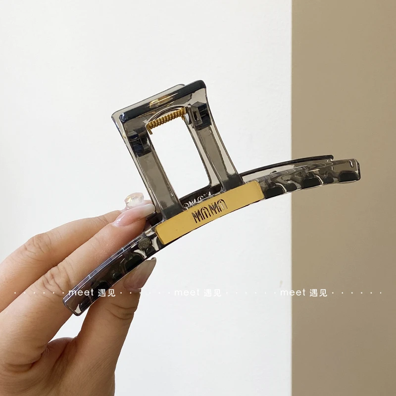 时尚钛钢标发夹气质网红冷淡风百搭优雅发卡复古法式小众简约抓夹