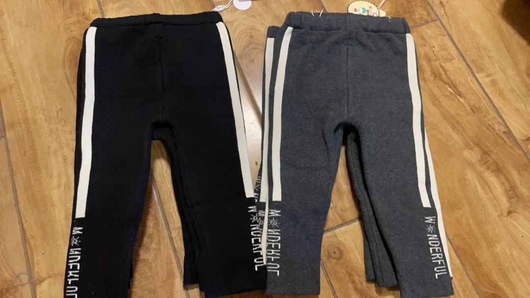 儿童男孩女孩加厚打底裤女童休闲裤针织时尚黑色加绒