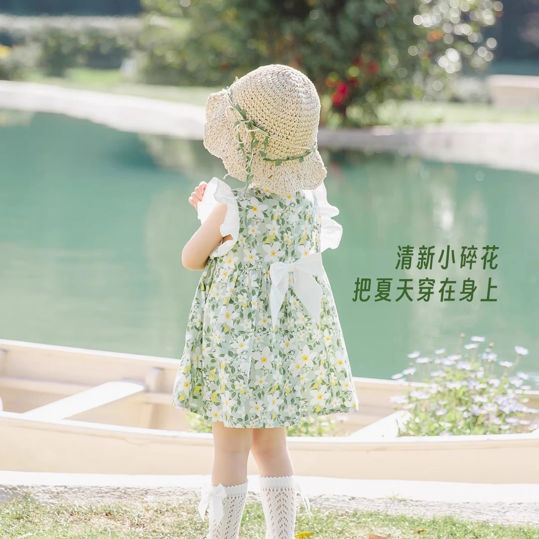 女童碎花连衣裙夏季婴幼儿甜美清新蝴蝶结裙女宝宝夏装洋气公主裙