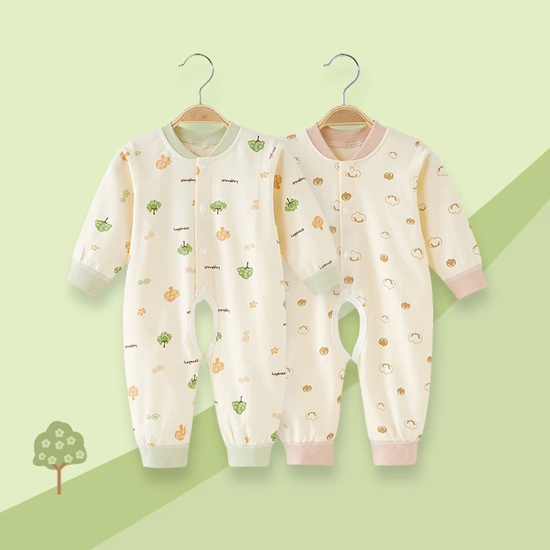 婴儿连体衣秋装内衣纯棉衣服宝宝爬服秋季开裆哈衣新生儿打底睡衣