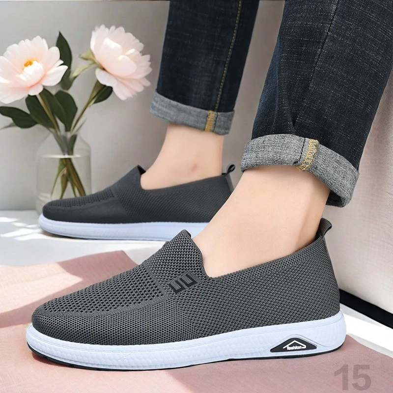 男鞋夏季鞋子飞织网面懒人一脚蹬跑步潮流休闲运动鞋男款透气薄款