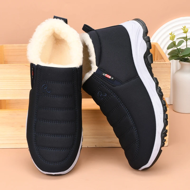 老北京布鞋男棉鞋秋冬季加绒保暖防水防滑中老年人爸爸鞋运动健步