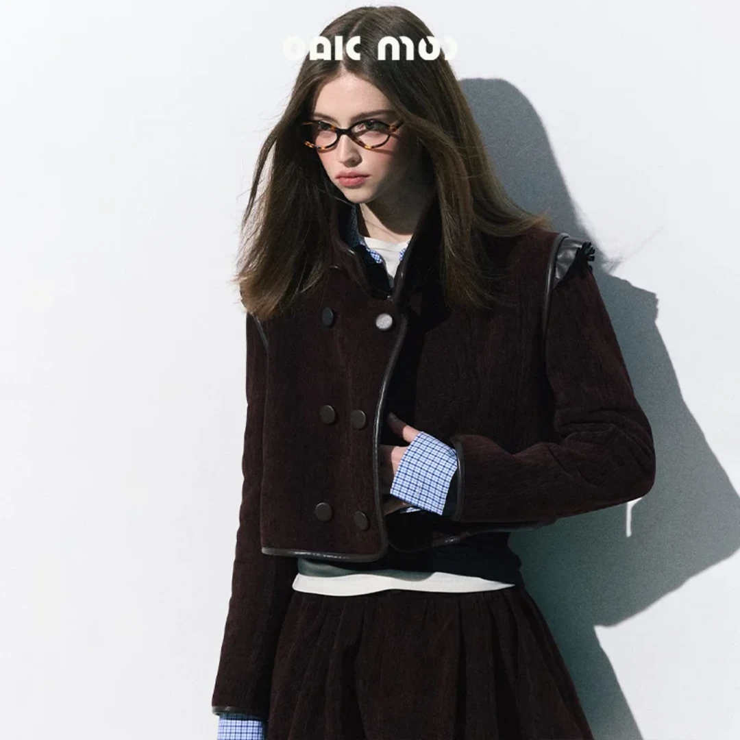 OAKMOO/“虚实的回响”飞飞袖重磅丝绒短外套上衣半裙保暖百搭套装