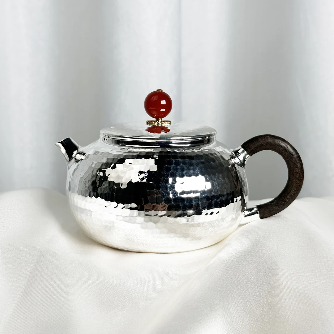 手工锤纹扁腹壶泡茶壶999