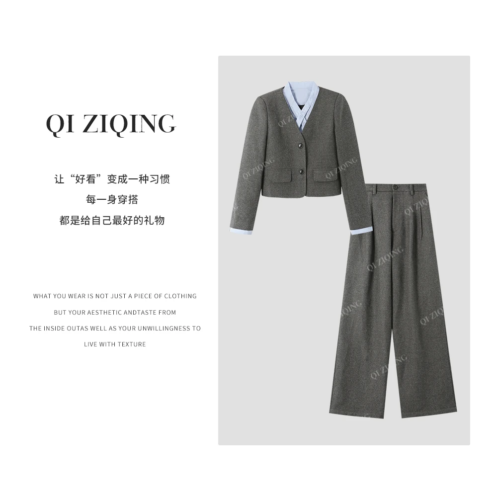 【琪子清定制】2024秋冬新款蝴蝶结时尚好看西装套装8685253