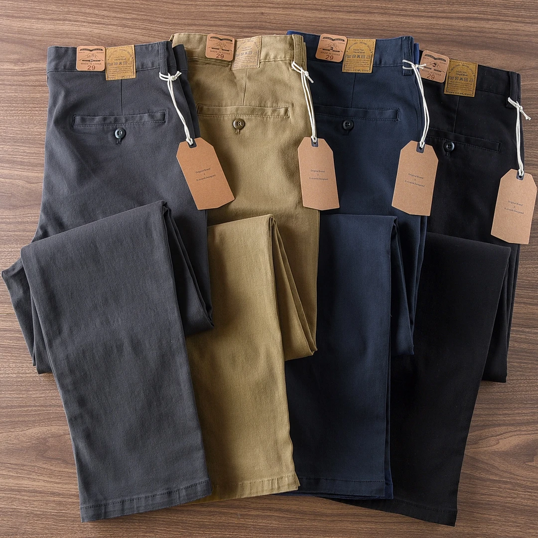 秋冬微弹棉质重磅复古休闲裤男2024新款日常百搭小直筒长裤工装裤