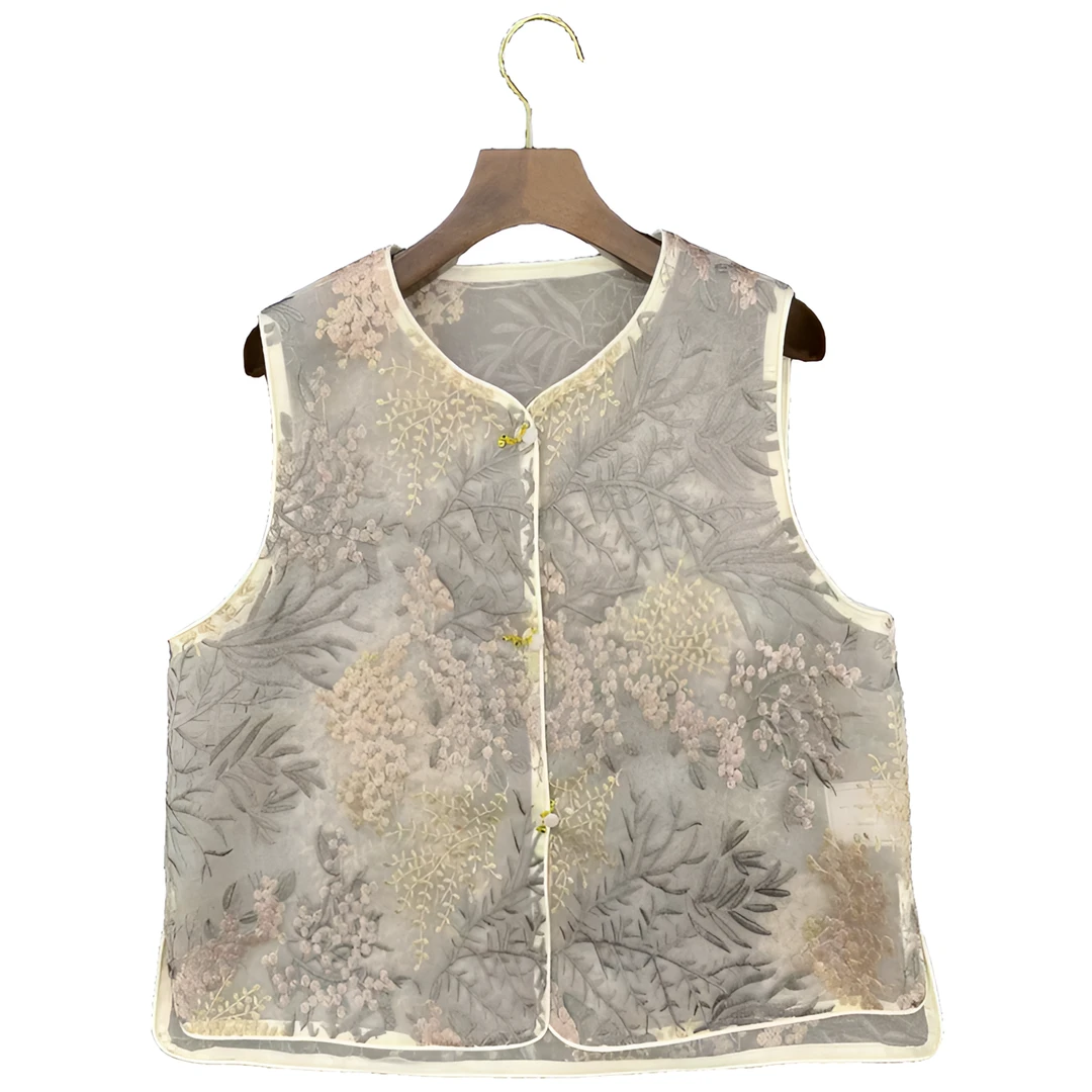 ShaLa服饰.【繁花】夏季新中式国风欧根纱刺绣马甲